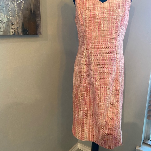NWT Talbots Pink Tweed Sleeveless Midi Dress - Picture 8 of 10